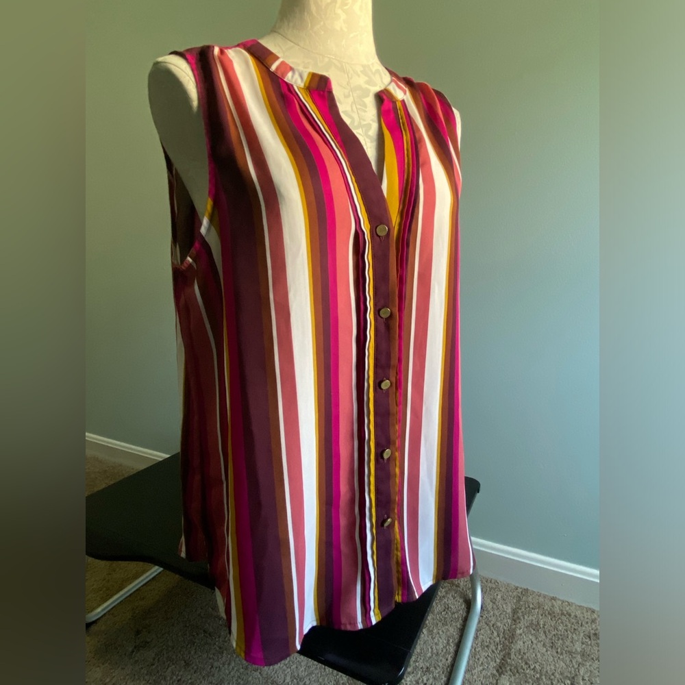 Apt. 9 Multi-Colored Striped Sleeves Button Down